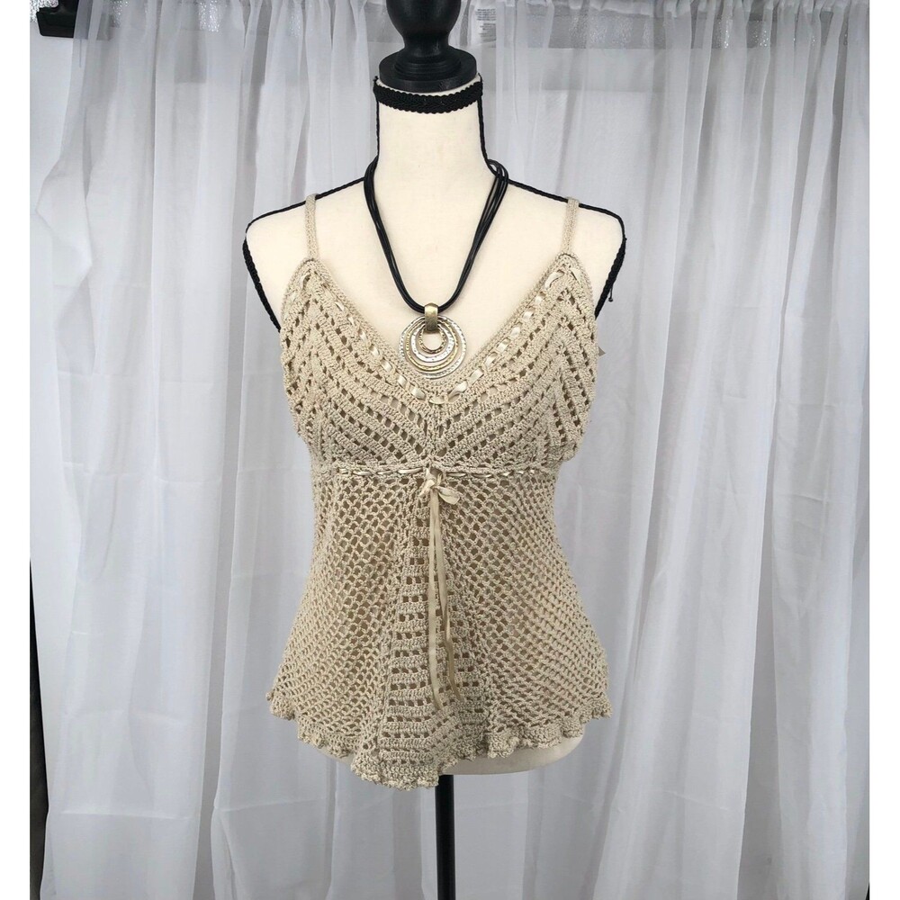 Vintage Faded Glory Fairy Top Large Crochet Lace